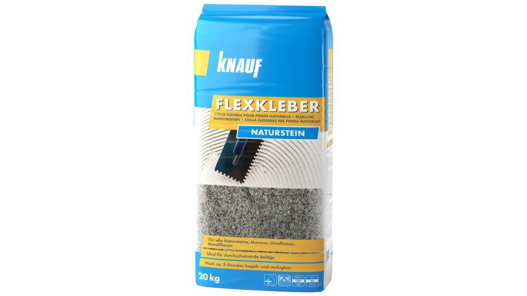 Knauf Flexkleber Naturstein, 20 kg, für Marmor, Glas- und Metallfliesen, schnell belegreif.